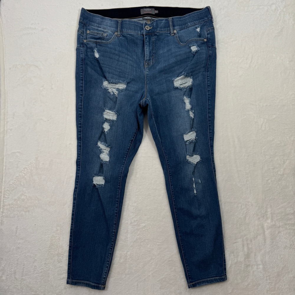 Torrid Jeans Womens 22R Blue Bombshell Skinny Distressed Stretch‎ High Rise